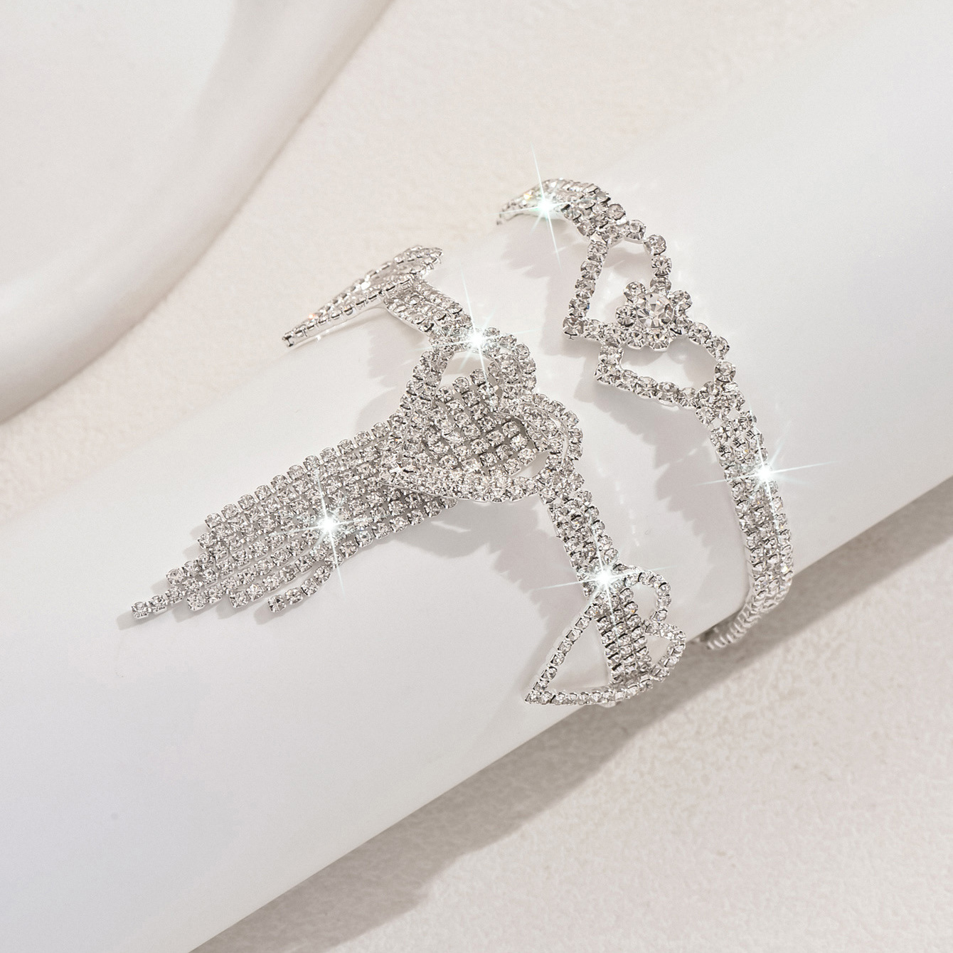 Womens Crystal Tassel Anklet With Rhinestone Dangle Charm Design